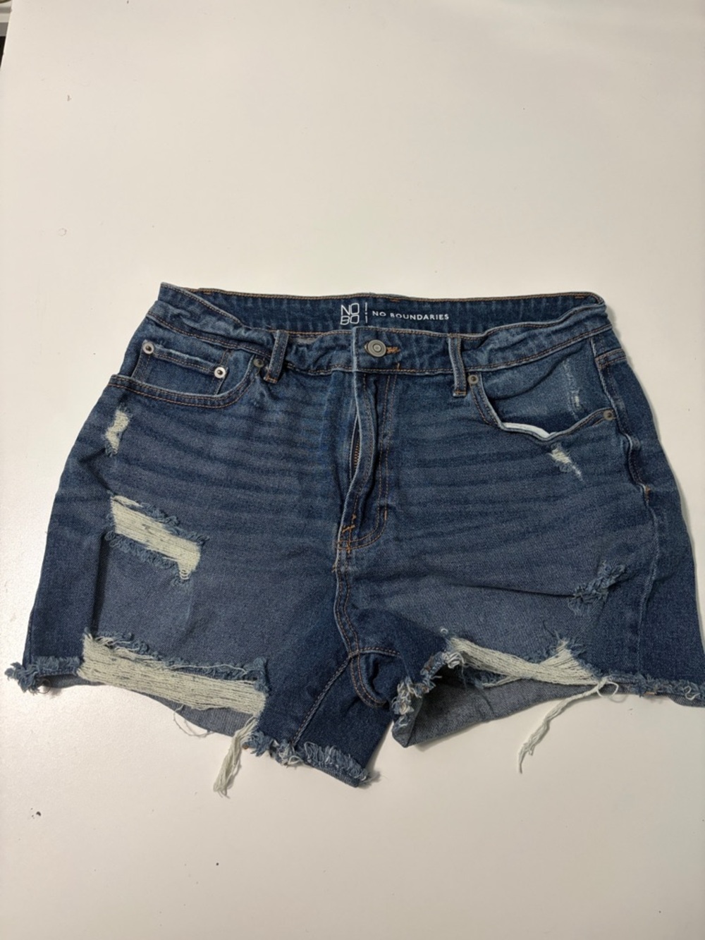 No Boundaries Dark Blue Distressed Denim Cutoff Shorts